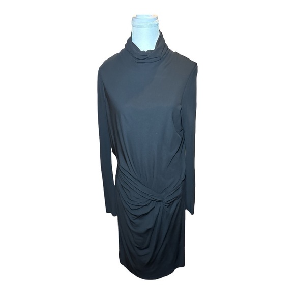 REISS Freya Black Twist Bodycon Dress Classic Sz US 6 Minimalist Stretchy - Picture 2 of 9